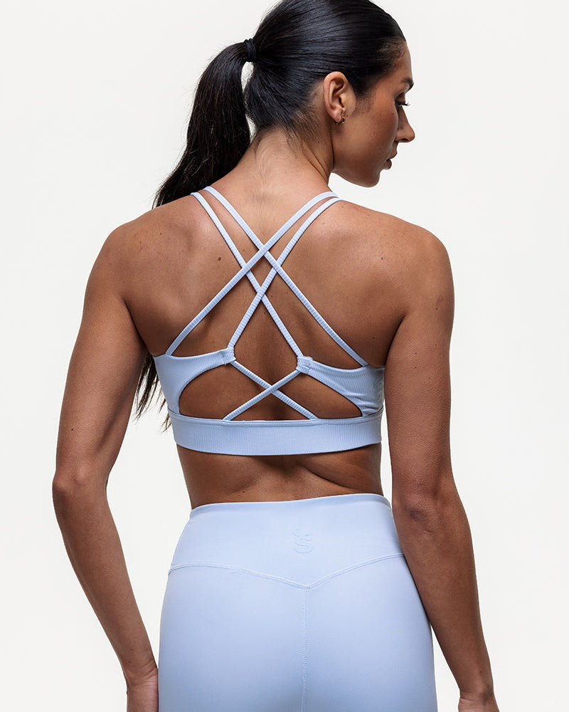 Namaste Ribbed Medium Support Bra - Cashmere Blue