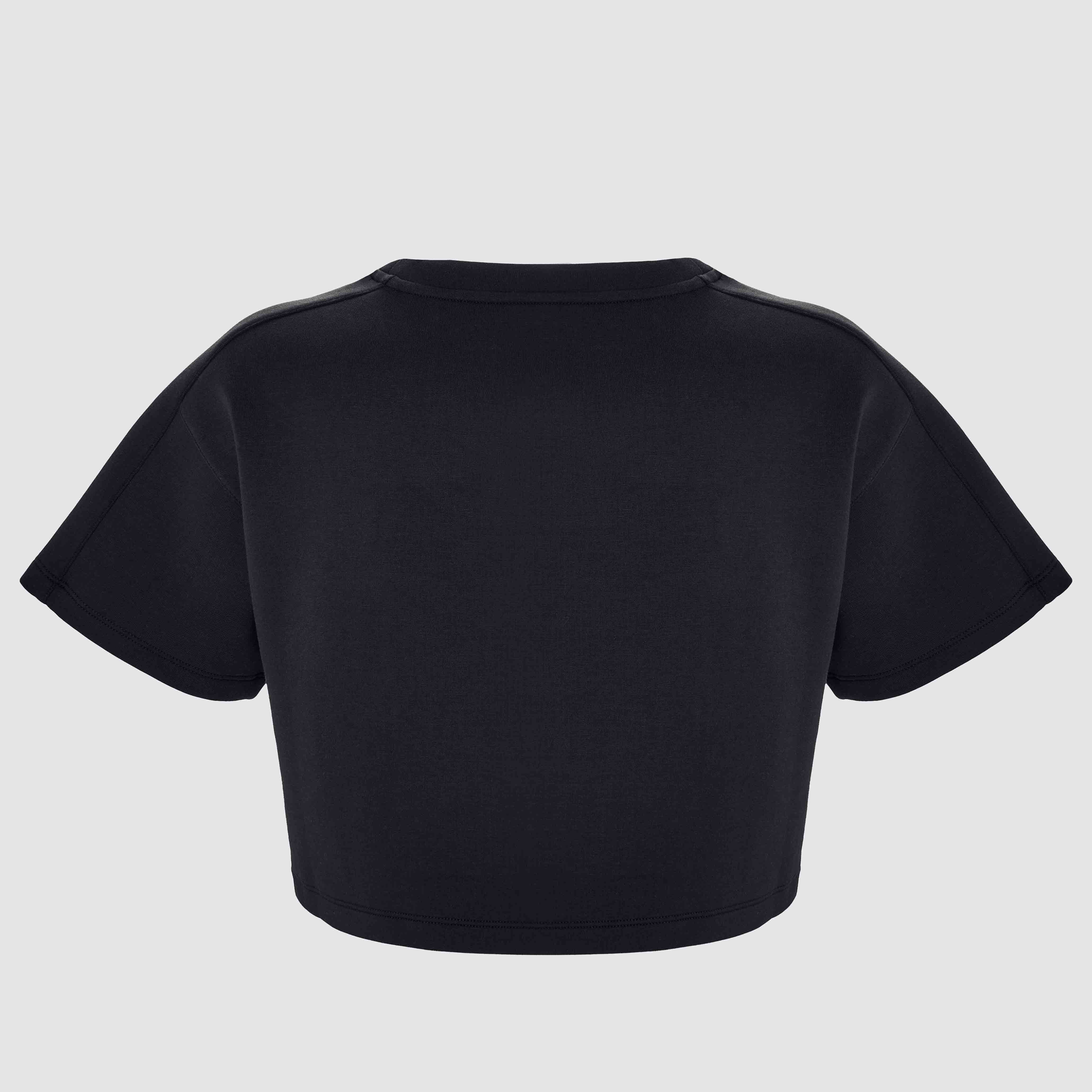 Black Oversized Athletic Cropped Tonal T-Shirt