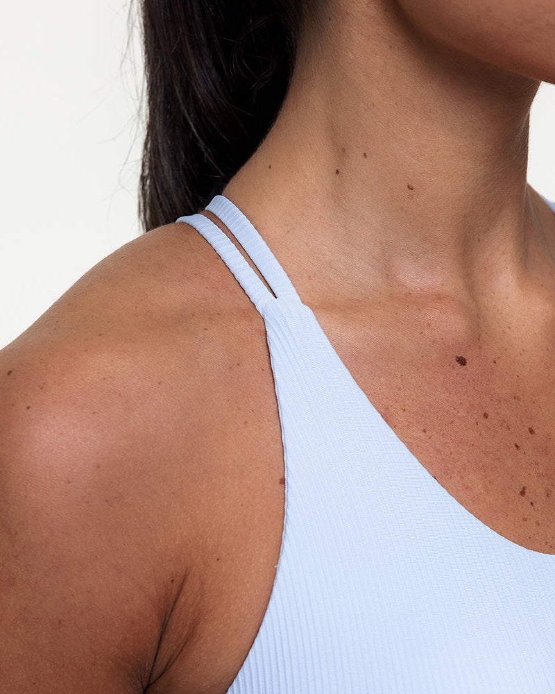 Namaste Ribbed Medium Support Bra - Cashmere Blue