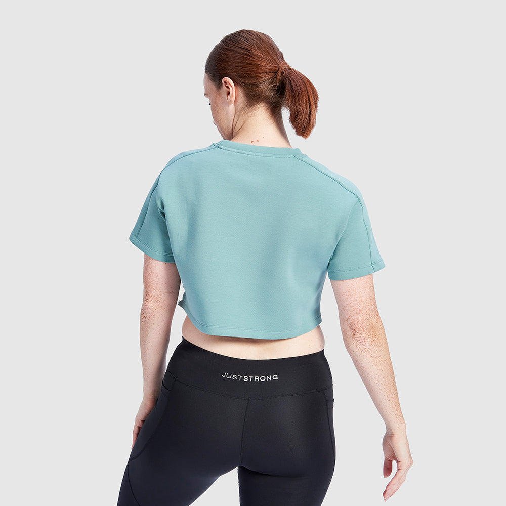 Teal Oversized Athletic Cropped Tonal T-Shirt