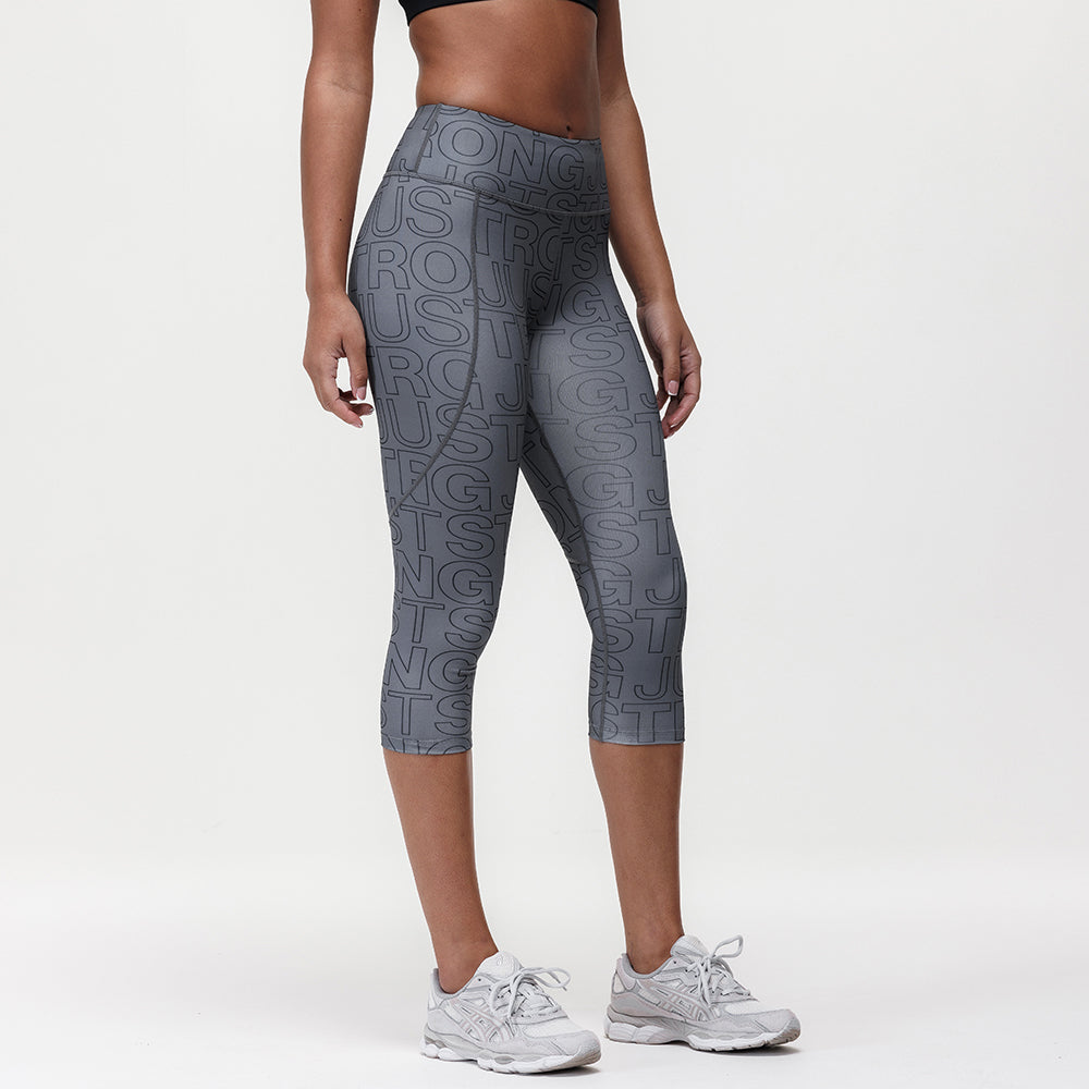 Printed Motion Capri Mid Rise Leggings - Slate/Black